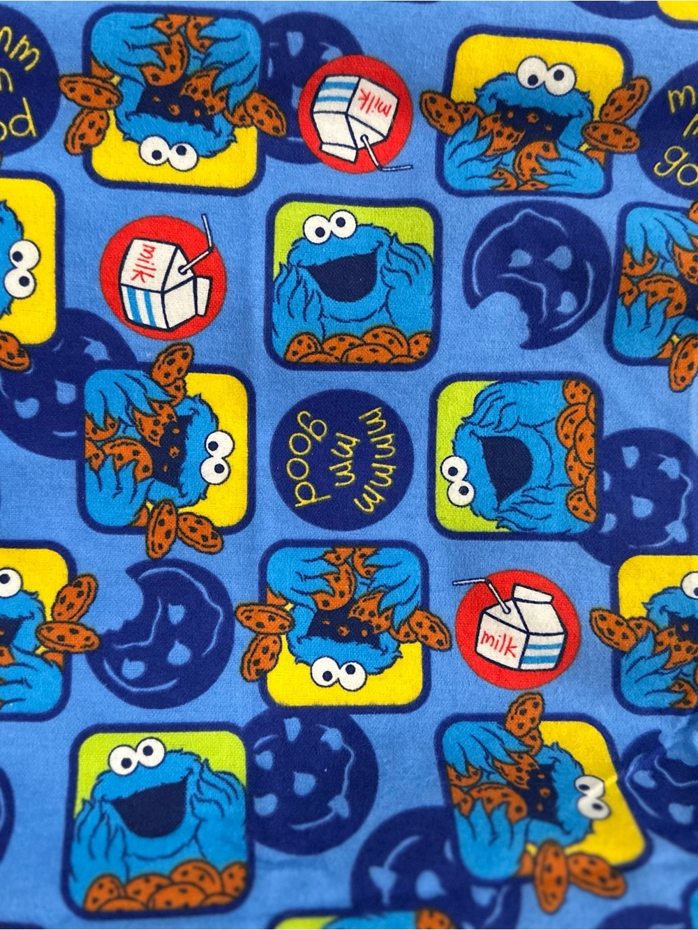 2007 Sesame Street Cookie Monster Character Flannel Fabric